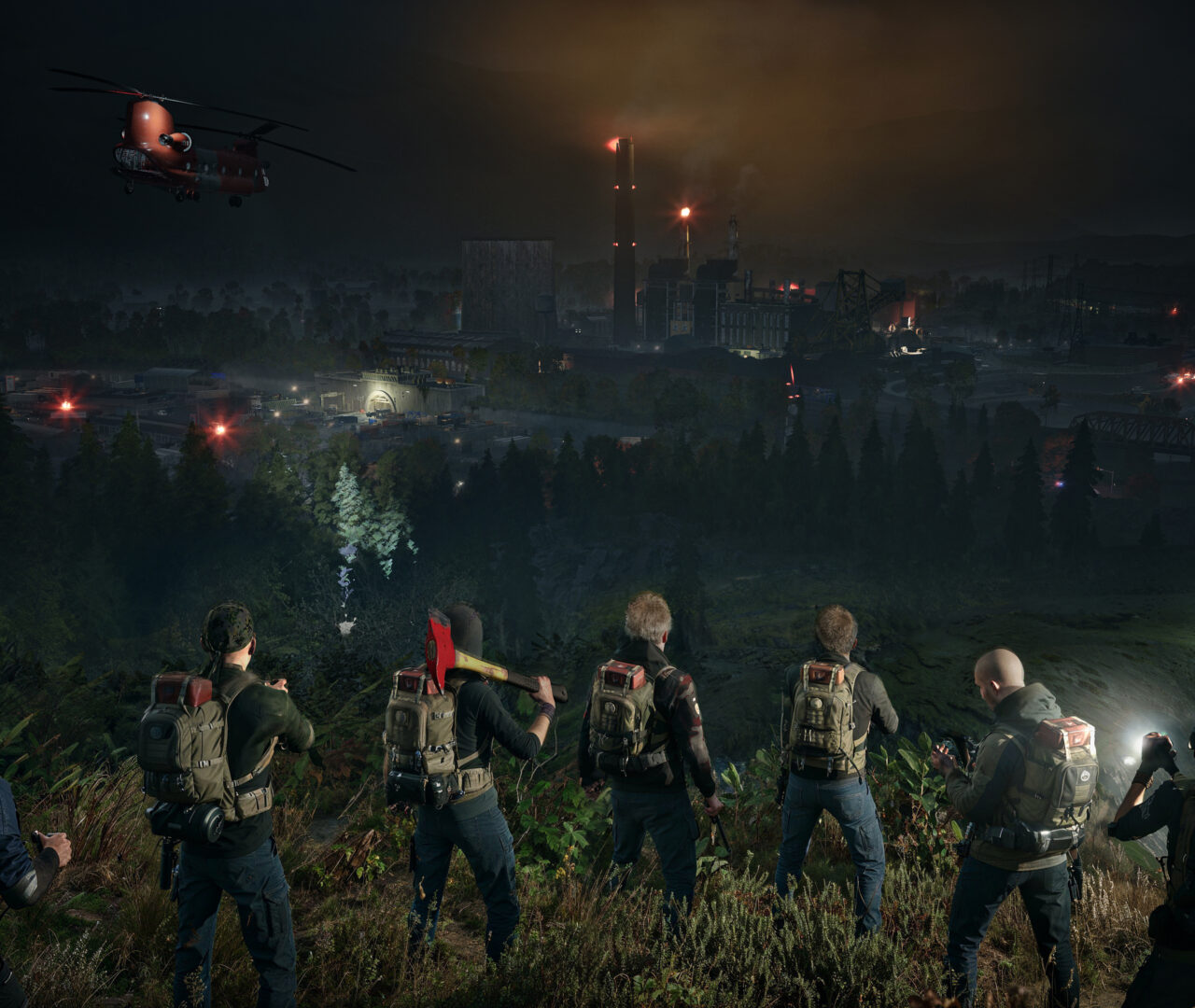Team navigating a zombie-infested map location